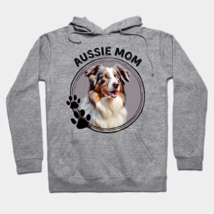 Aussie Australian Shepherd Dog Mom Dog Breed Portrait Hoodie